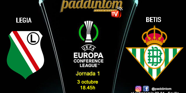 Conference League 2025. Liga inicial - Jornada 1. Jueves 3 de octubre, Legia - Betis a las 18.45h. Disfruta de nuestra promoción de tu copa de Ron Añejo ORO de Legendario con tu grupo de amigos en nuestras pantallas de TV en Paddintom Café & Copas