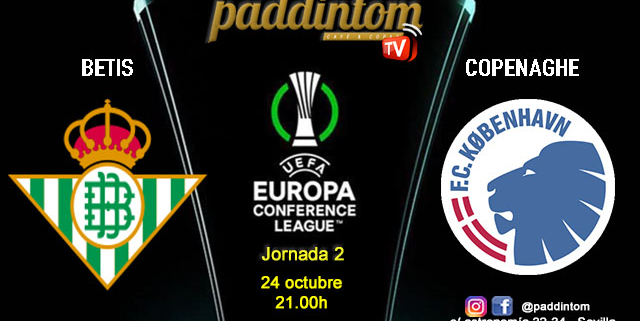 Conference League 2025. Liga inicial - Jornada 2. Jueves 24 de octubre. Betis - Copenaghe a las 21.00h. Disfruta de nuestra promoción de tu copa de Ron Añejo ORO de Legendario con tu grupo de amigos en nuestras pantallas de TV en Paddintom Café & Copas