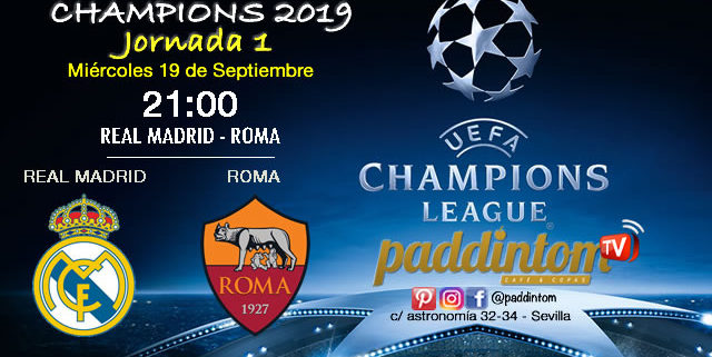 Champions League 2019 Fase de Grupos Jornada 1 Miércoles 19 de Septiembre a las 21:00 Real Madrid-Roma & Valencia-Juventus. Promoción copa Ron Barceló a 4€