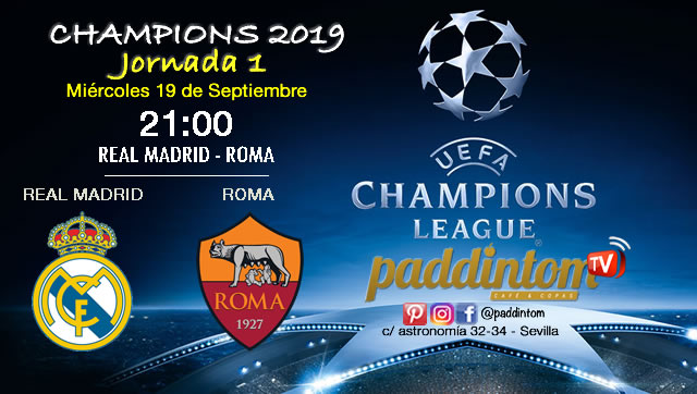 Champions League 2019 Fase de Grupos Jornada 1 Miércoles 19 de Septiembre a las 21:00 Real Madrid-Roma & Valencia-Juventus. Promoción copa Ron Barceló a 4€