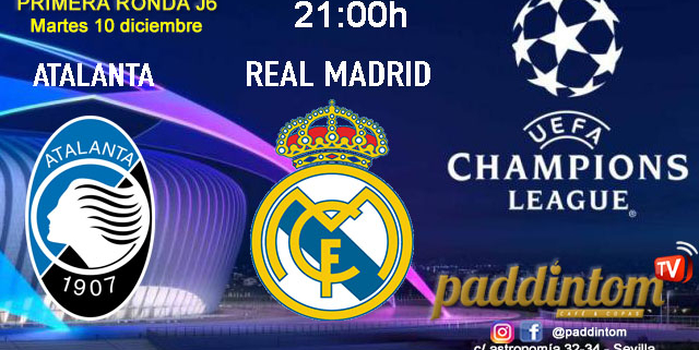 Champions League 2025. Liga inicial - Jornada 6. Martes 10 de diciembre, Girona - Liverpool a las 18.45h y Atalanta - Real Madrid a las 21.00h. Disfruta de nuestra promoción de tu copa de Ron Añejo ORO de Legendario con tu grupo de amigos en nuestras pantallas de TV en Paddintom Café & Copas