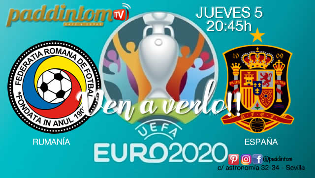 ⚽??EURO 2020 Clasificación. Jueves 5 de Septiembre - Rumanía - España a las 20.45h - Promoción de tu copa de Ron Barceló a 4€ en TV en Paddintom Café & Copas