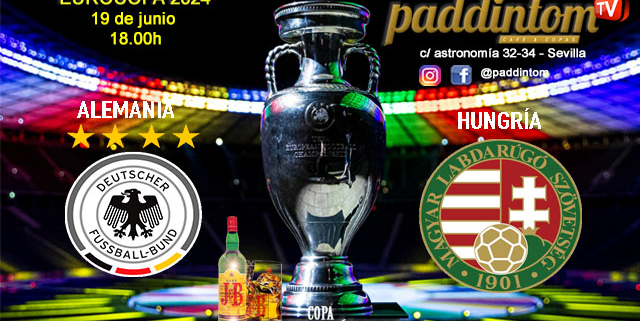 EUROCOPA Alemania 2024. Fase final. Jornada 6.  Miércoles 19 de Junio, Croacia - Albania a las 15.00h, Alemania - Hungría a las 18.00h y Escocia - Suiza a las 21.00h. Ven a verlos a Paddintom Café & Copas