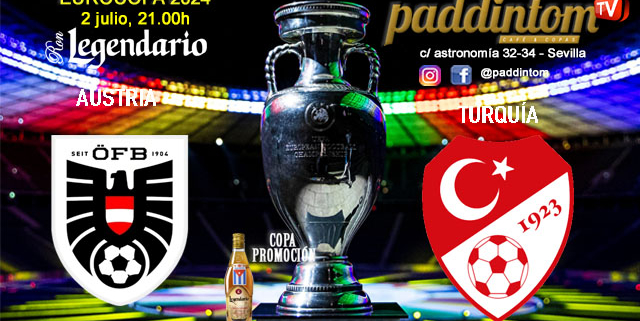 EUROCOPA Alemania 2024. Fase final. Octavos de final 4. Martes 2 de Julio, Rumanía - Paises Bajos a a las 18.00h y Austria - Turquía a las 21.00h. Disfruta de nuestra promoción de tu copa de Ron Añejo ORO de Legendario con tu grupo de amigos en nuestras pantallas de TV en Paddintom Café & Copas