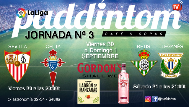 Jornada 3 Liga Santander 1ª División 19-20. Viernes 30 de Agosto Sevilla - Celta de Vigo a las 20.00h y Sábado 31 de Agosto Betis - Leganés a las 21.00h