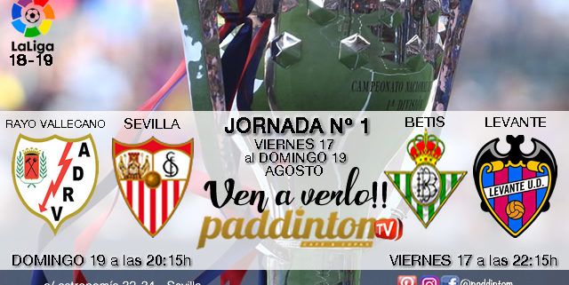 cinta Calígrafo web Jornada 1 Liga Santander 1ª División 18-19. Fútbol en Paddintom por TV -  Paddintom